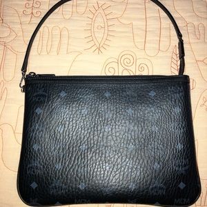 Authentic MCM Black Pouch Clutch From Reversible Liz Shopper Tote Bag